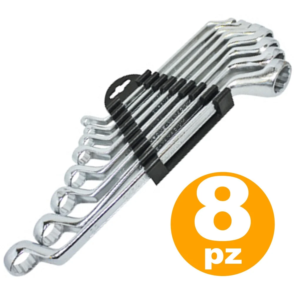 8 X CHIAVI AD ANELLO IN CROMO VANADIO MISURA DALLA 6 ALLA 22 ATTREZZI - TrAdE Shop Traesio