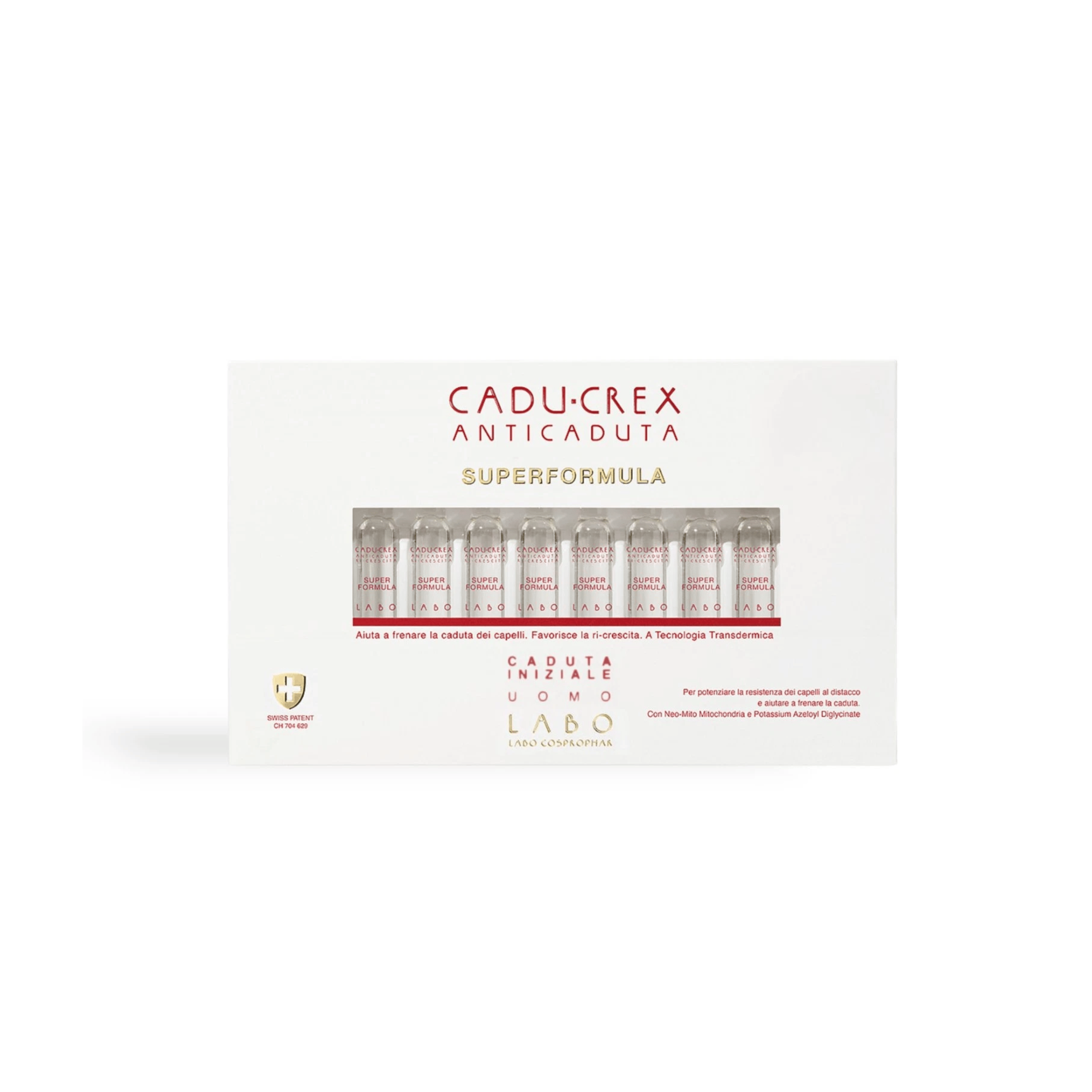 CADU-CREX PLC7 Ri-Crescita Caduta Iniziale Uomo 40 Fiale Trattamento Anticaduta per Rinforzare e Prevenire la Caduta