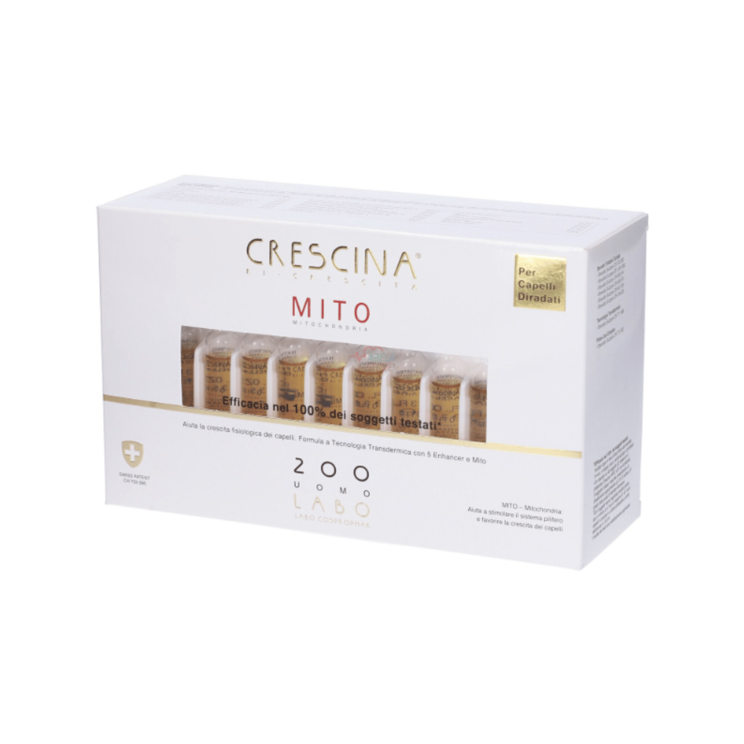 CRESCINA Ri-Crescita Mito 200 Uomo 40 Fiale da 3,5 ml Trattamento Capelli per Rinfoltimento e Crescita Capillare
