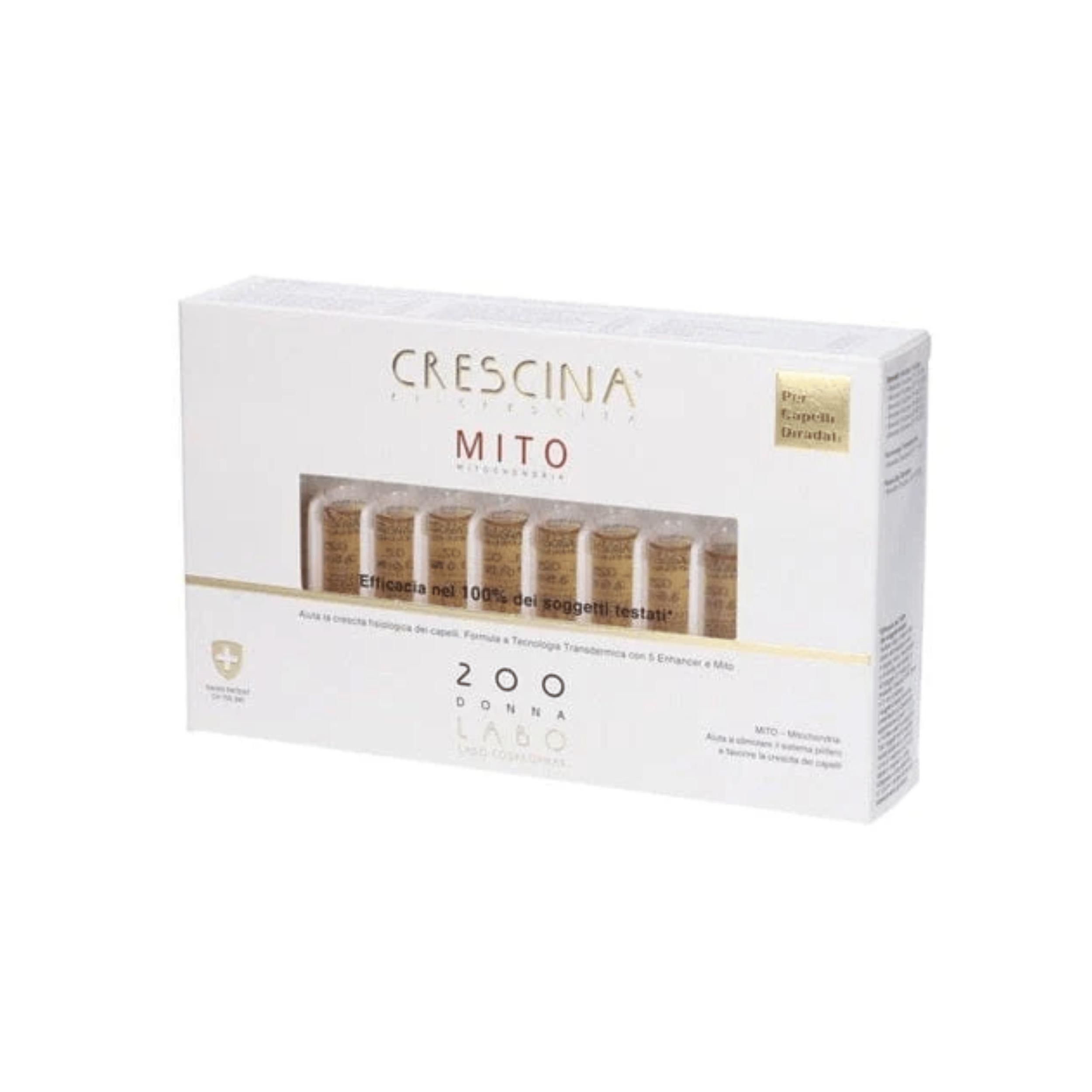 CRESCINA Ri-Crescita Mito 200 Donna 20 Fiale 3,5 ml Trattamento Capelli per Stimolare la Crescita Capillare