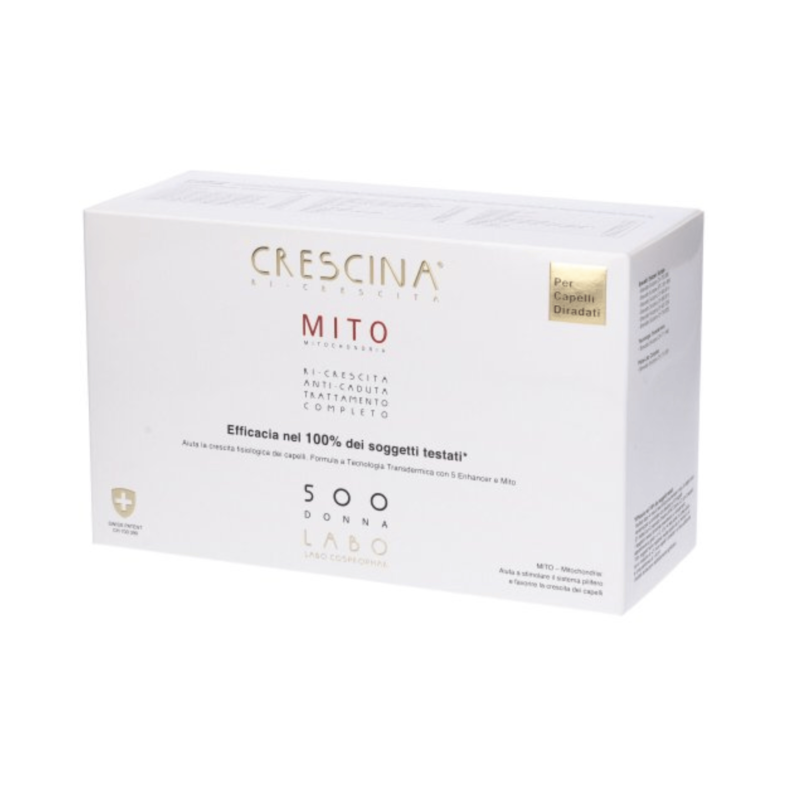 CRESCINA Ri-Crescita Mito 500 Donna 10 + 10 Fiale da 3,5 ml per Rinfoltimento e Rigenerazione Capelli Diradati