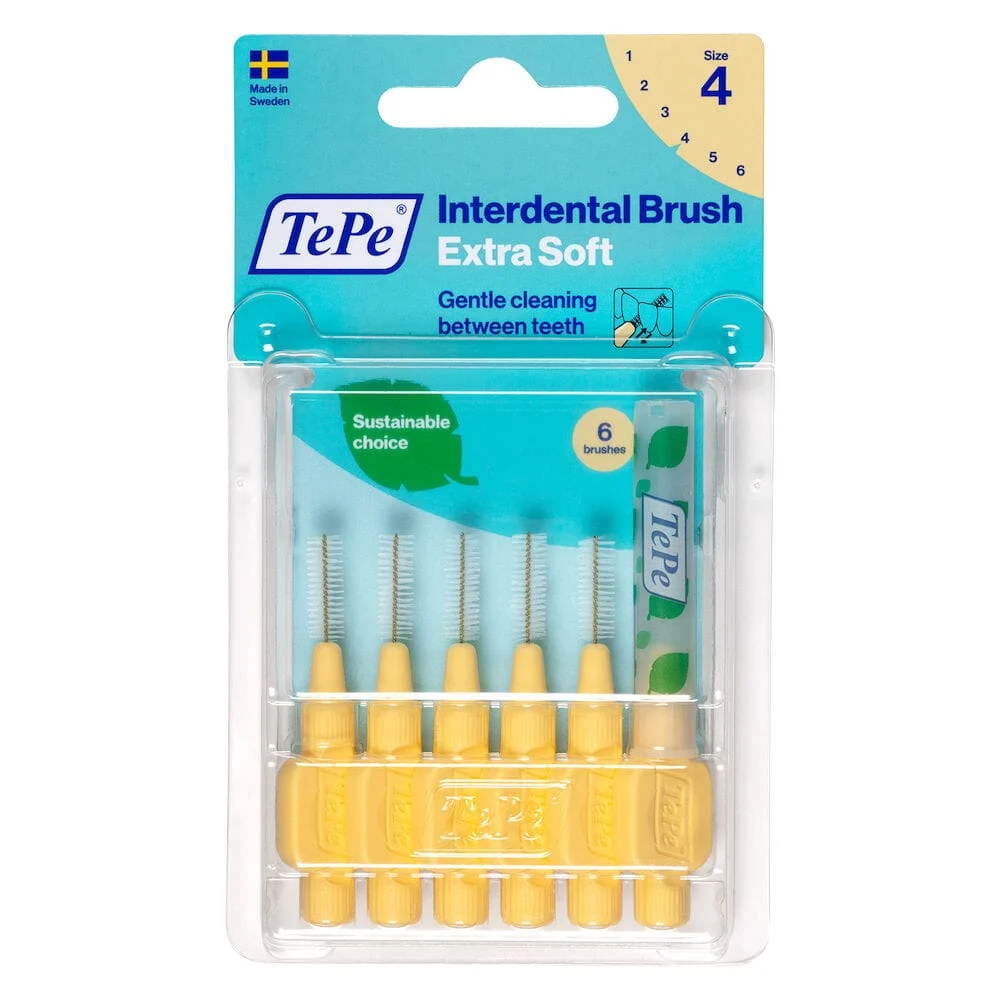 TEPE Scovolino Extra Soft Giallo Chiaro Per Pulizia Interdentale Misura ISO 4 (filo 0,7 mm) 6 Pezzi