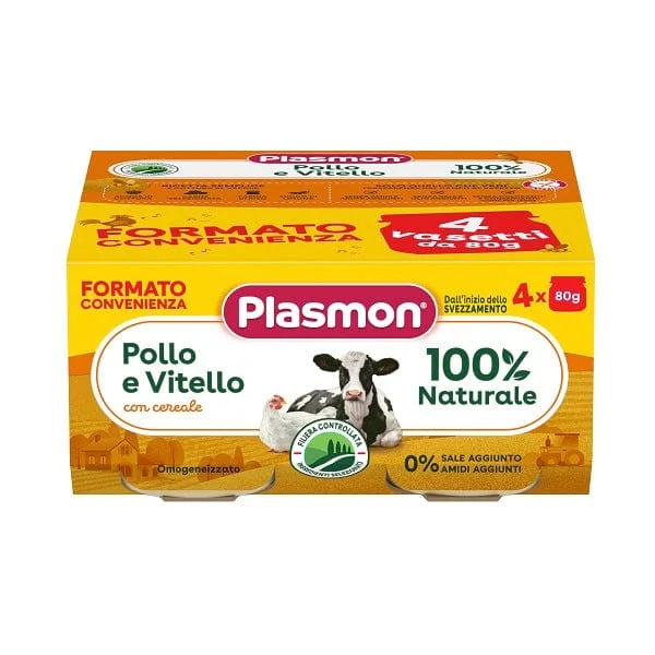 PLASMON Omogeneizzato Pollo e Vitello 4 x 80 g