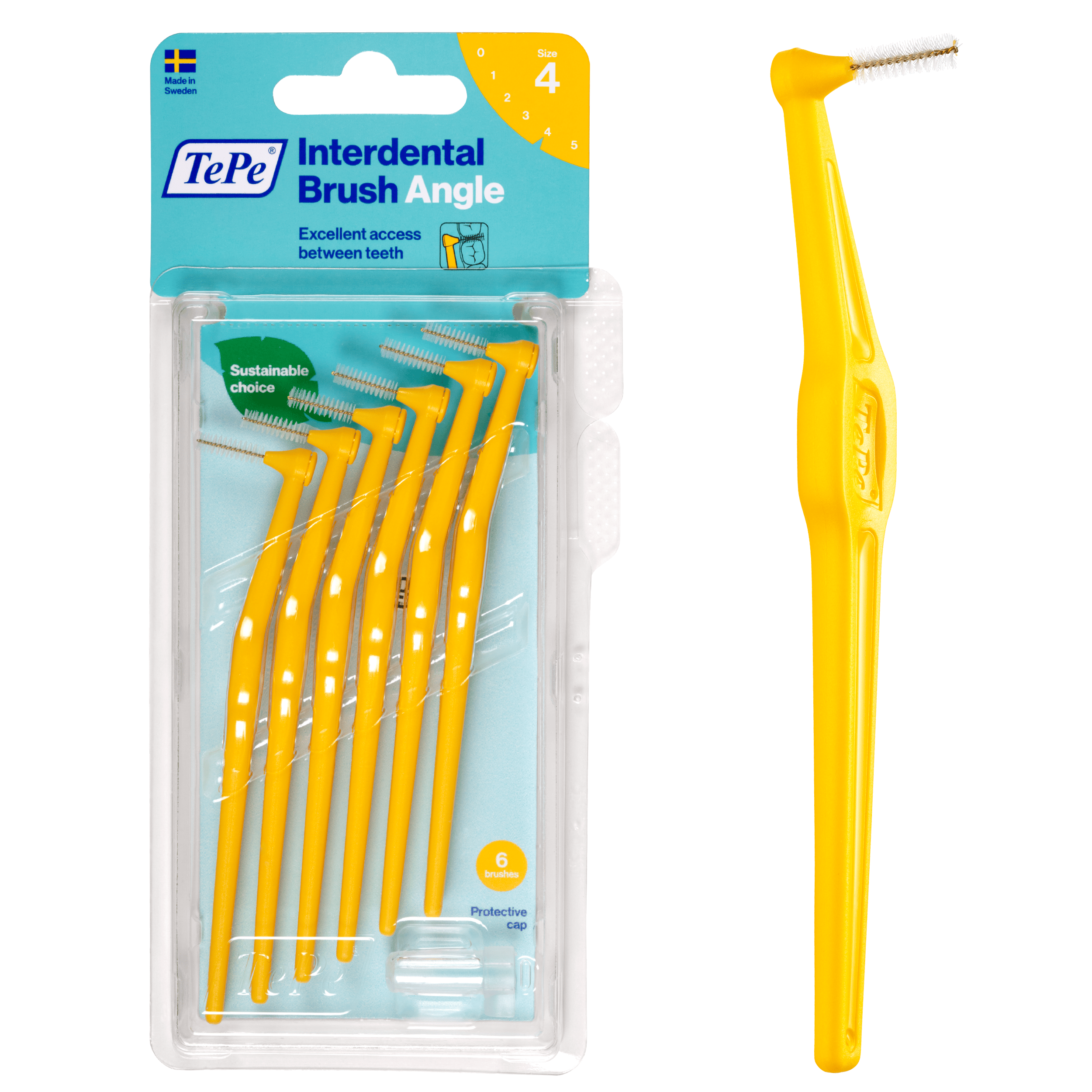 TEPE Angle Giallo Scovolino Angolato Per Pulizia Interdentale Misura ISO 4 (filo 0,7 mm) 6 Pezzi