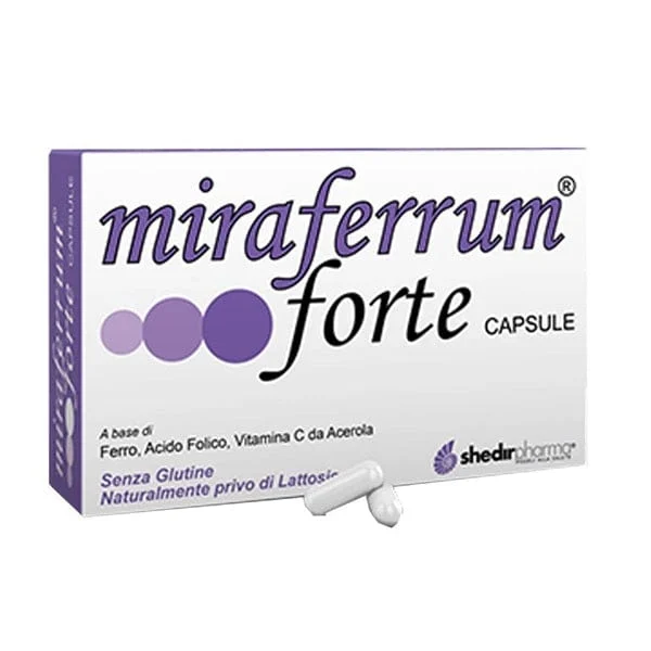 SHEDIR PHARMA Miraferrum Forte 30 Capsule Integratore Ferro Acido Folico e Vitamina C