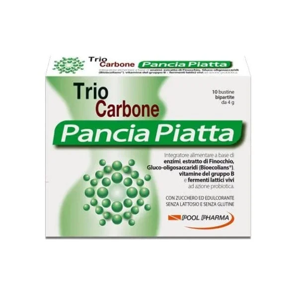 POOL PHARMA Trio Carbone Pancia Piatta 10 Bustine Bipartite da 4 g