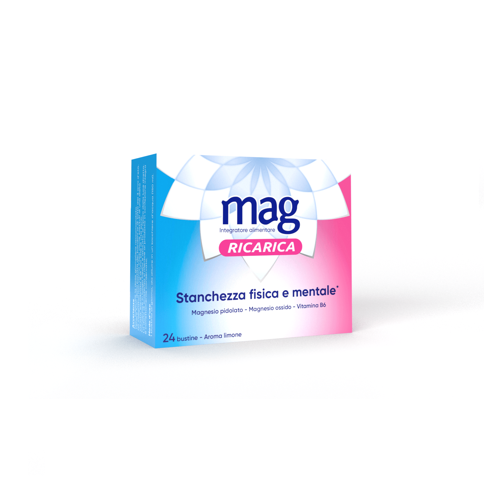 MAG Ricarica 24 Bustine con Magnesio Pidolato, Magnesio Ossido, Vitamina B6 contro Stanchezza Mentale e Fisica