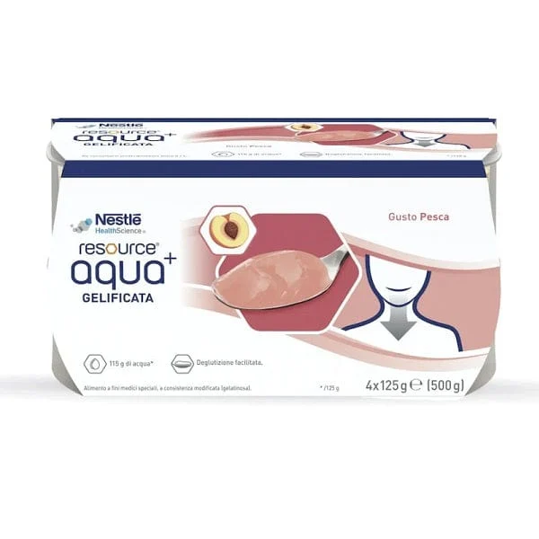 NESTLE RESOURCE Acqua+ Gelificata Gusto Pesca 4 x 125 g