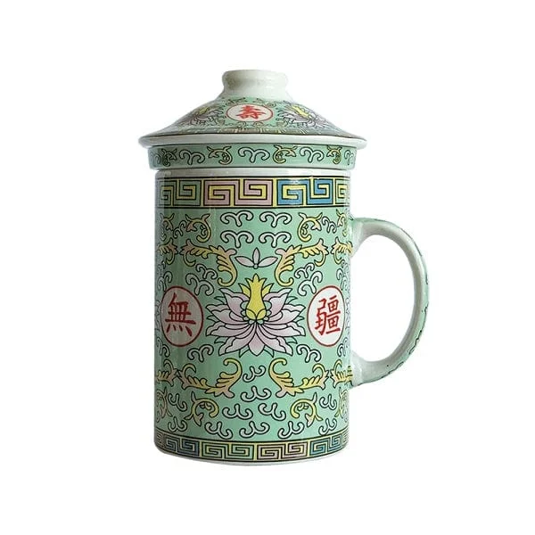 HIMALAYA Old China Infusiera Loto Verde In Porcellana