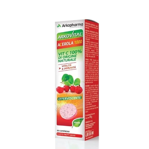 ARKOVITAL Acerola 1000 Vitamina C 20 Compresse Effervescenti Gusto Frutti Rossi