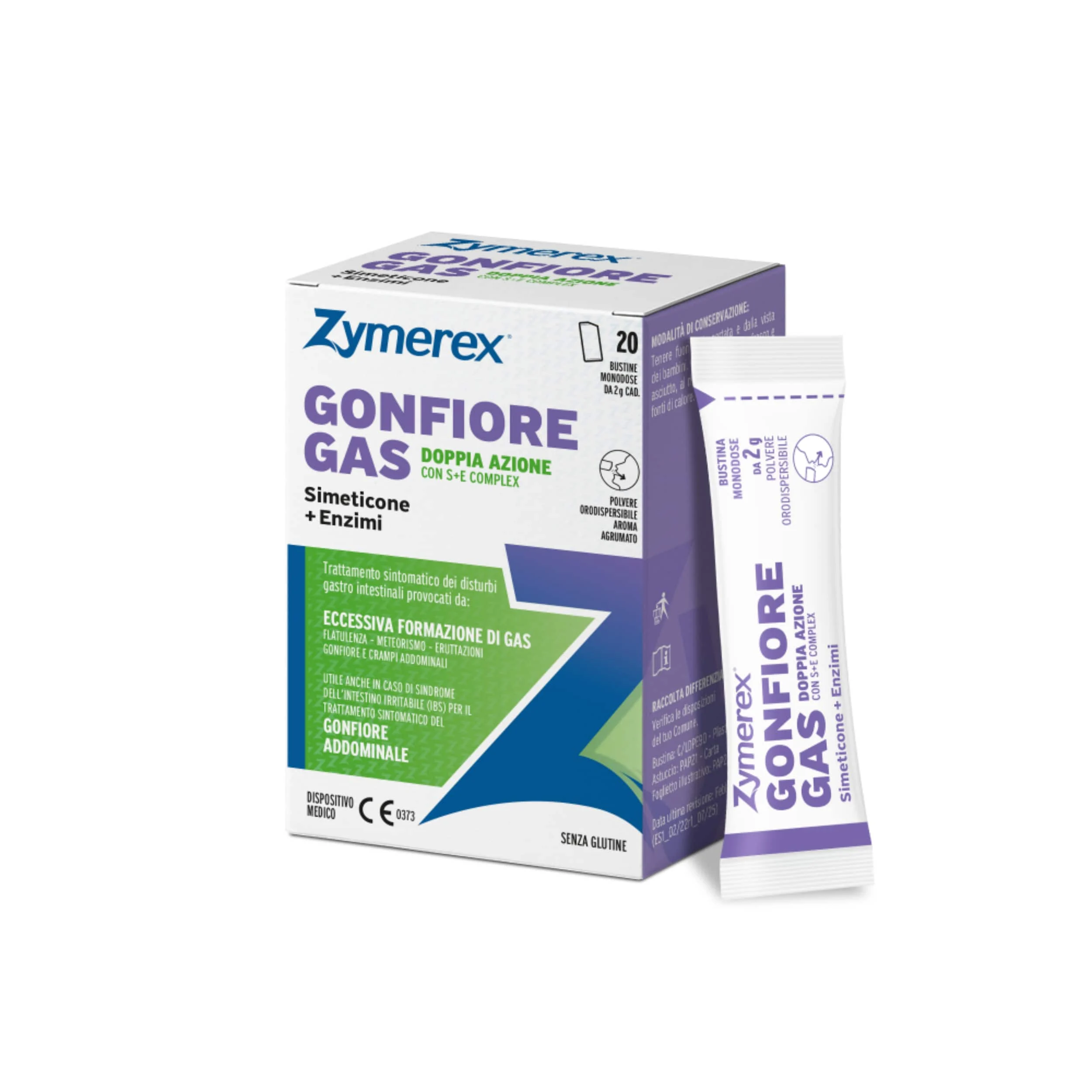 ZYMEREX Gonfiore Gas Doppia Azione Con S+E Complex 20 Bustine 2 g