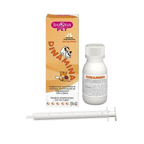 BUONA PET Dinamina Flacone 60 g Mangime Complementare per Cani e Gatti