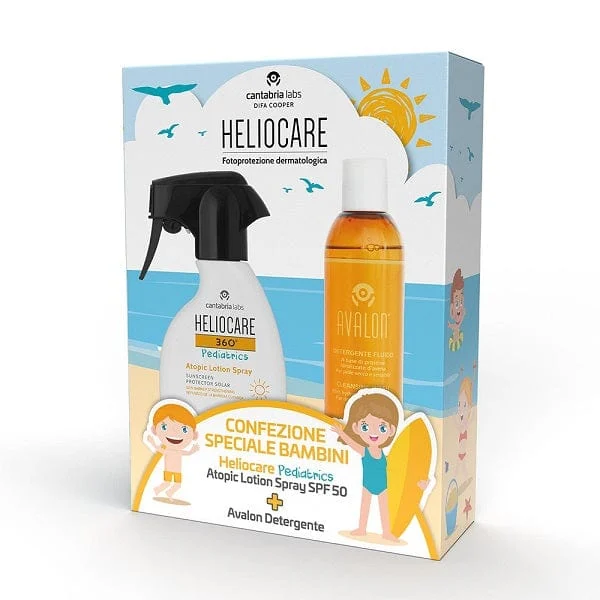 HELIOCARE 360 Pediatrics Atopic Lotion Spray e Avalon Detergente Fluido 250+250 ml