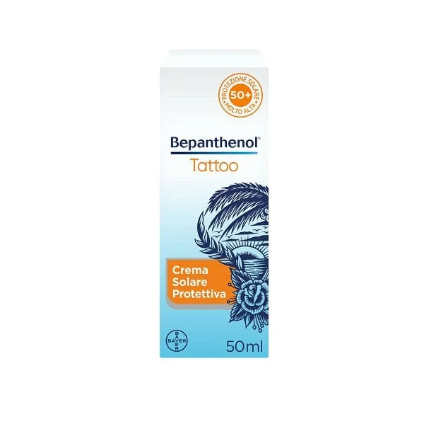 BEPANTHENOL Tattoo Crema Protezione Solare Molto Alta SPF 50+ Per Tatuaggi 50 ml