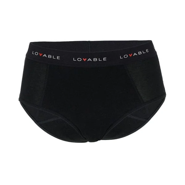 LOVABLE Slip Alto da Ciclo Flusso Abbondante Nero Misura M Period Panties