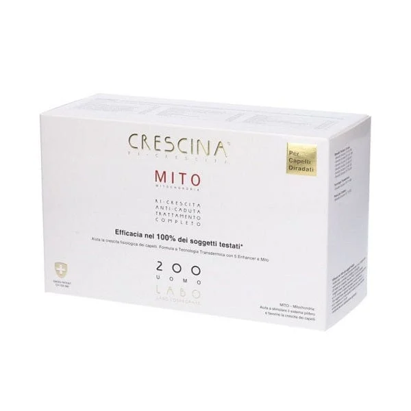 CRESCINA Ri-Crescita Mito 200 Uomo Trattamento Capelli 20+20 Fiale da 3,5 ml per Rinfoltimento e Crescita Capelli Diradati