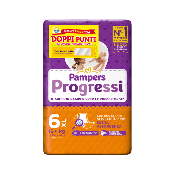 PAMPERS Progressi Taglia 6 XL 17 Pannolini 16+ kg