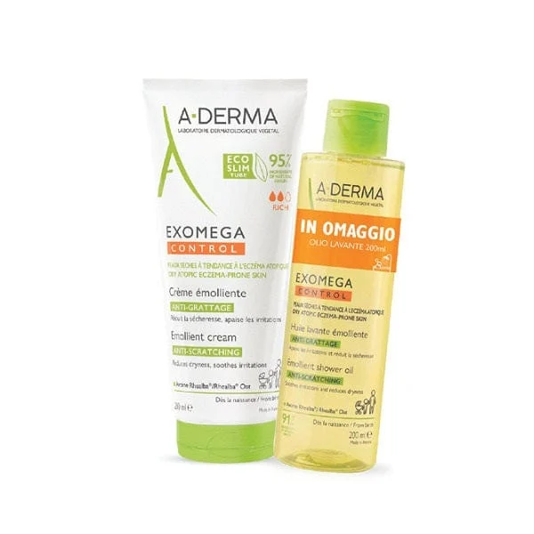 A-DERMA Exomega Control Crema Emolliente + Olio Lavante 200 + 200 ml