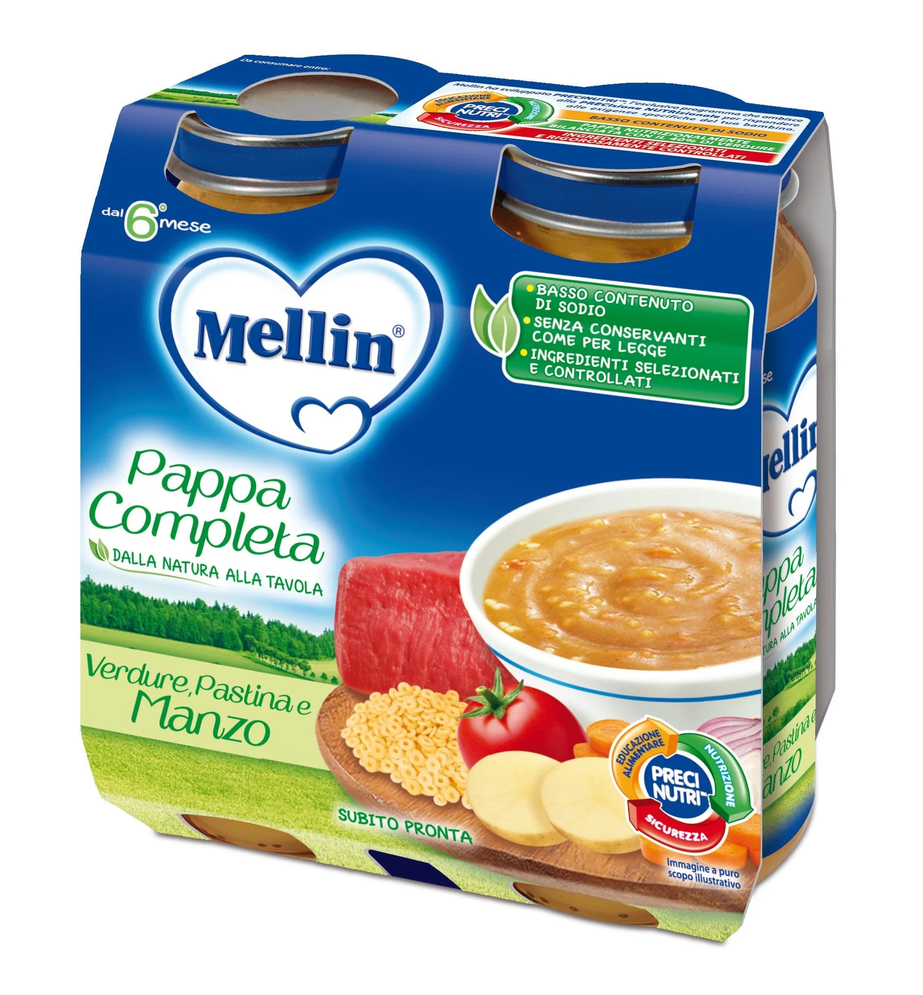 MELLIN Pappa Completa Manzo 2 Vasetti 250 g