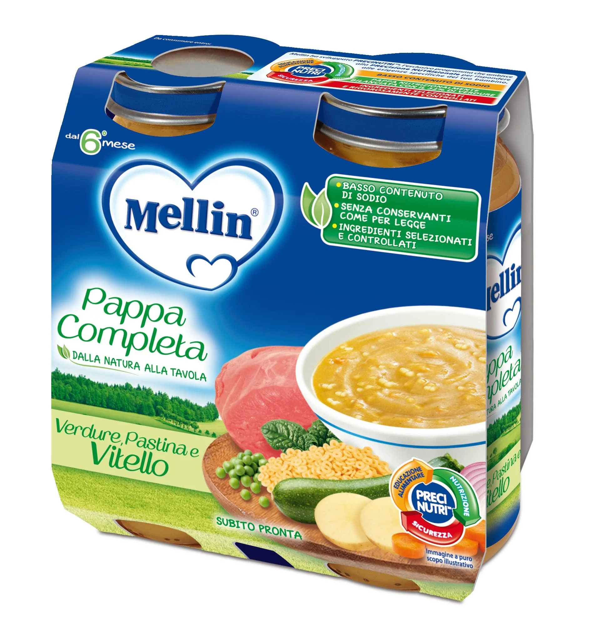 MELLIN Pappa Completa Vitello 2 Vasetti 250 g
