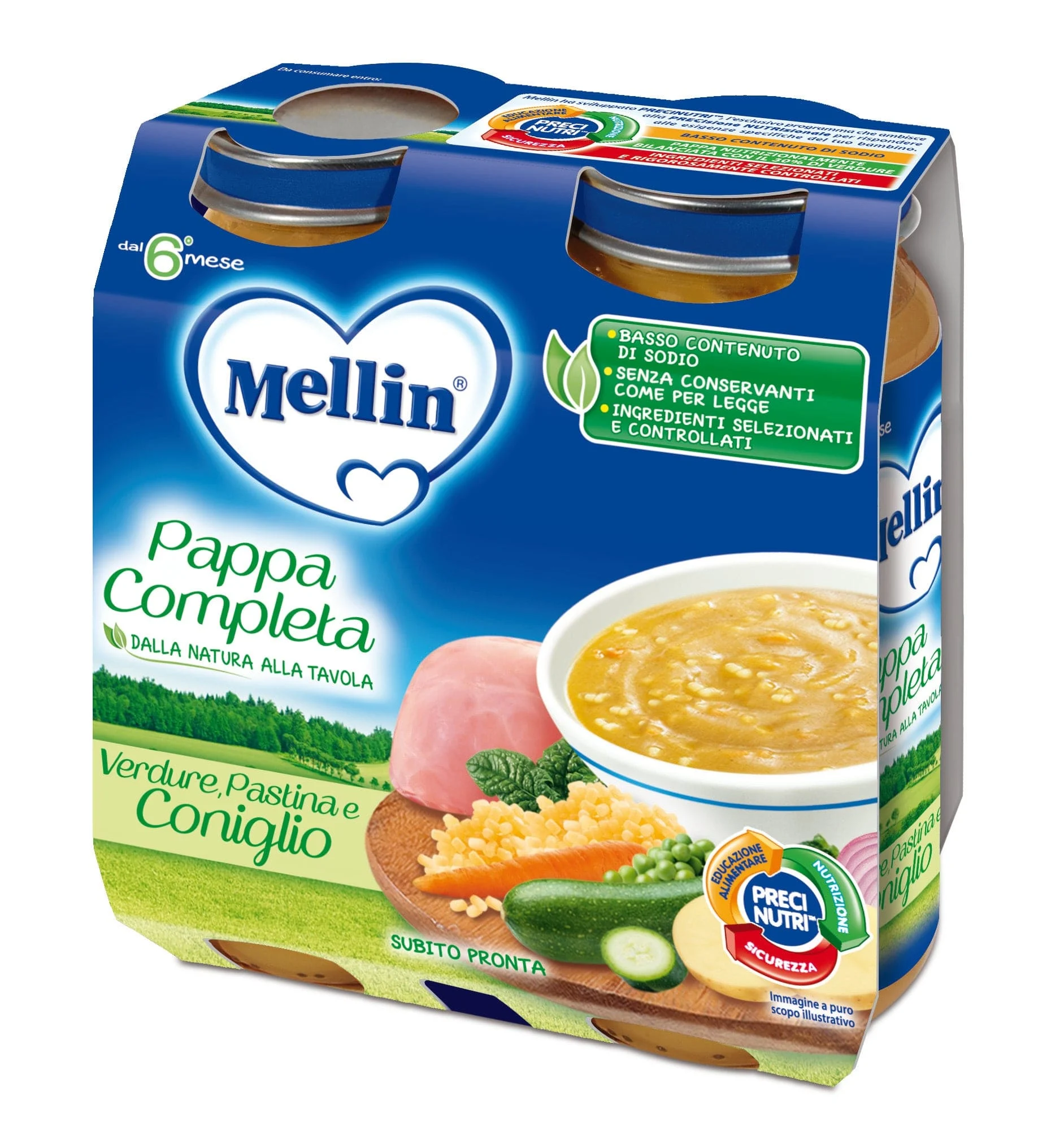 MELLIN Pappa Completa Coniglio 2 Vasetti 250 g