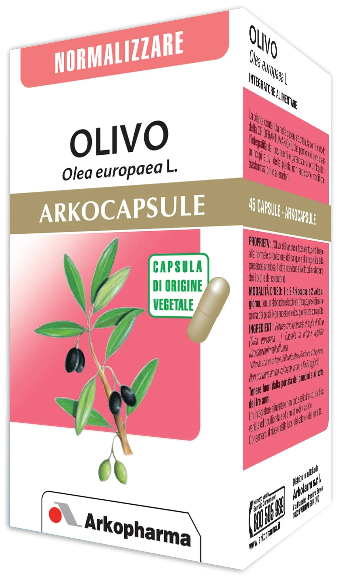 ARKOPHARMA Arkocapsule Olivo Integratore Alimentare 45 Capsule
