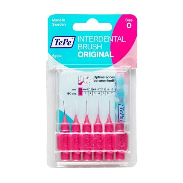TEPE Original Rosa Scovolino Per Pulizia Interdentale Misura ISO 0 (filo 0,4 mm) 6 Pezzi
