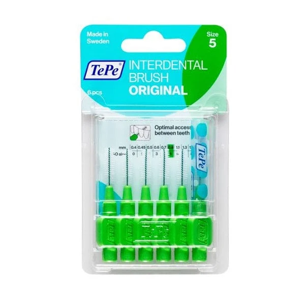 TEPE Original Verde Scovolino Per Pulizia Interdentale Misura ISO 5 (filo 0,8 mm) 6 Pezzi