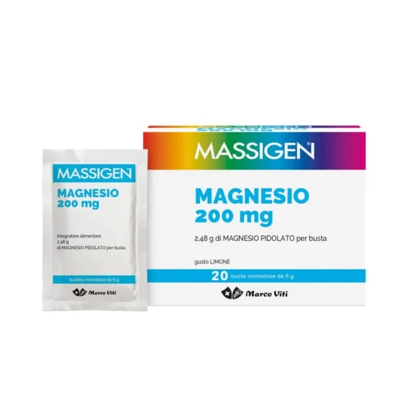 MASSIGEN Magnesio Pidolato 200 mg Gusto Limone 20 Buste