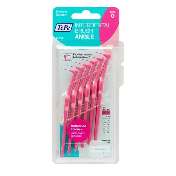 TEPE Angle Rosa Scovolino Angolato Per Pulizia Interdentale Misura ISO 0 (filo 0,4 mm) 6 Pezzi