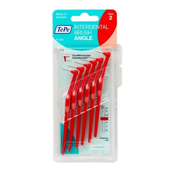 TEPE Angle Rosso Scovolino Angolato Per Pulizia Interdentale Misura ISO 2 (filo 0,5 mm) 6 Pezzi
