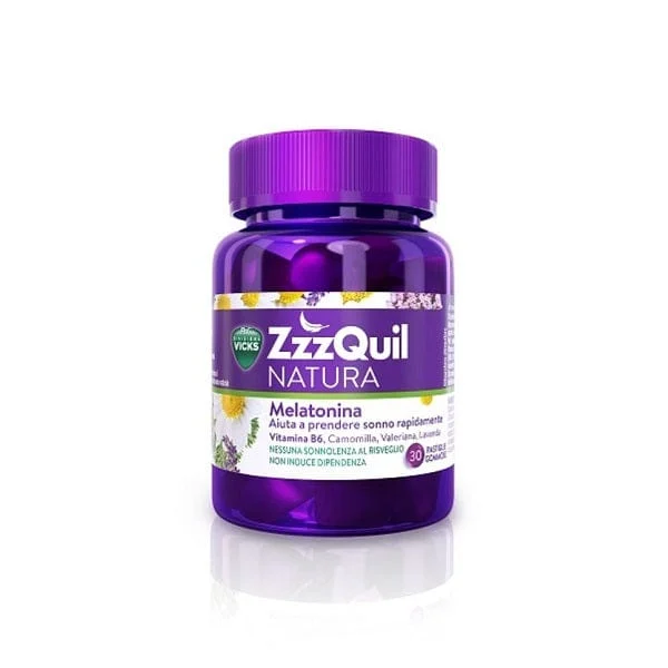VICKS ZzzQuil Natura Integratore Per Il Sonno 30 Pastiglie Gommose