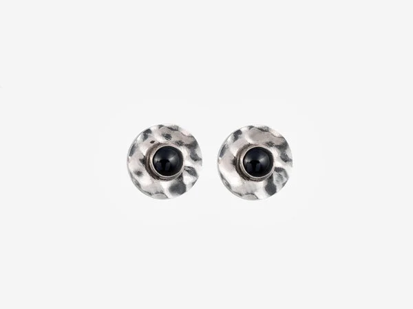 Olimpia, orecchini rotondi stile greco in vetro e argento - Blueside Emotional Design