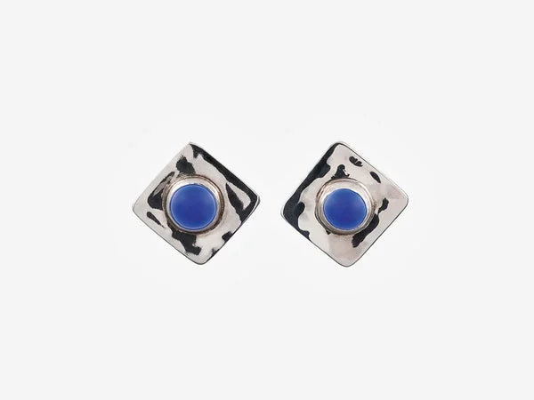 Olimpia, orecchini in vetro e argento a rombo - Blueside Emotional Design