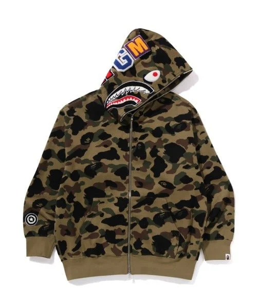 A BATHING APE 1ST CAMO SHARK Relaxed Fit Full Zip Hoodie Green