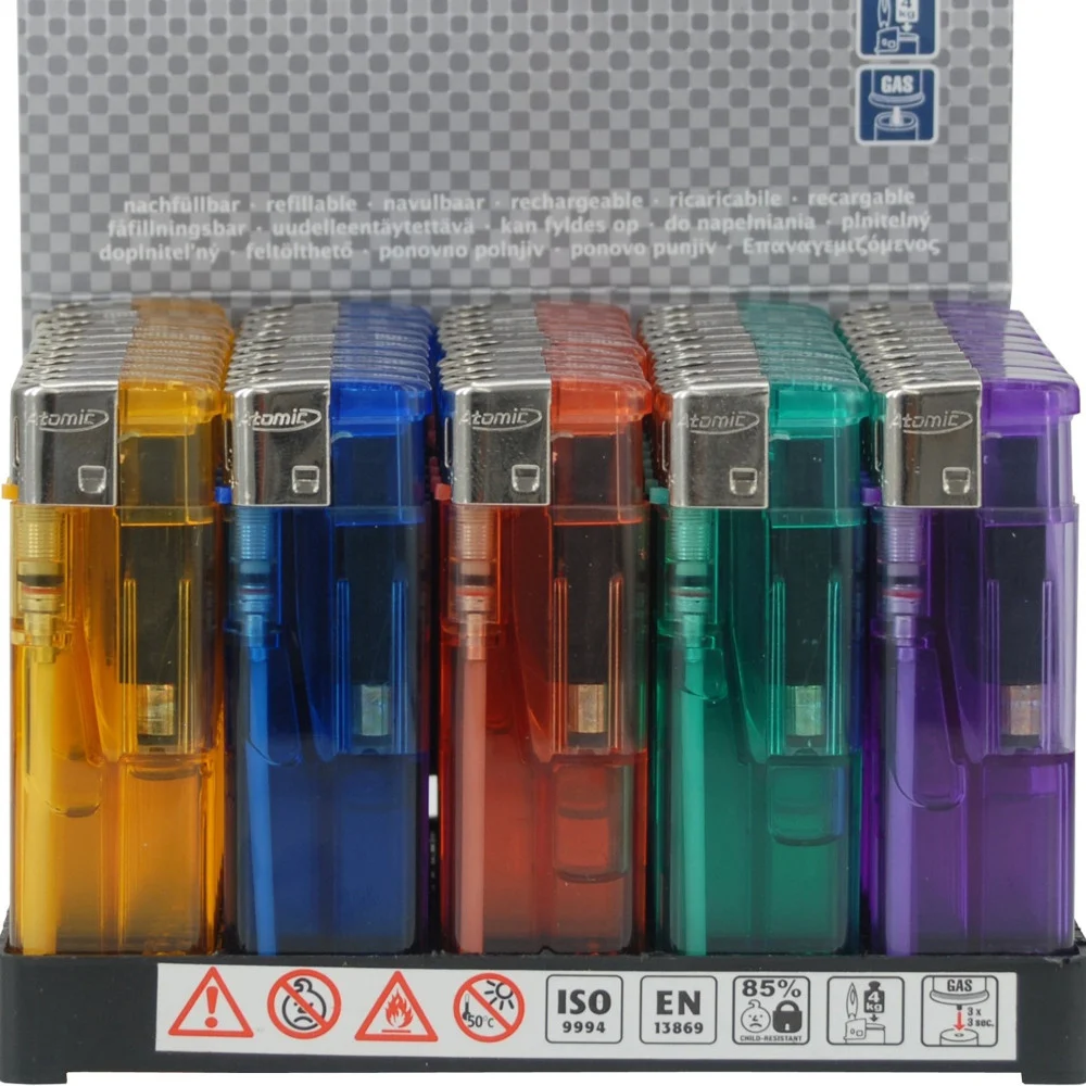ACCENDINI CLASSICI TRASPARENTI ACCENSIONE ELETTRONICA 50 PEZZI COLORI ASSORTITI - TrAdE Shop Traesio
