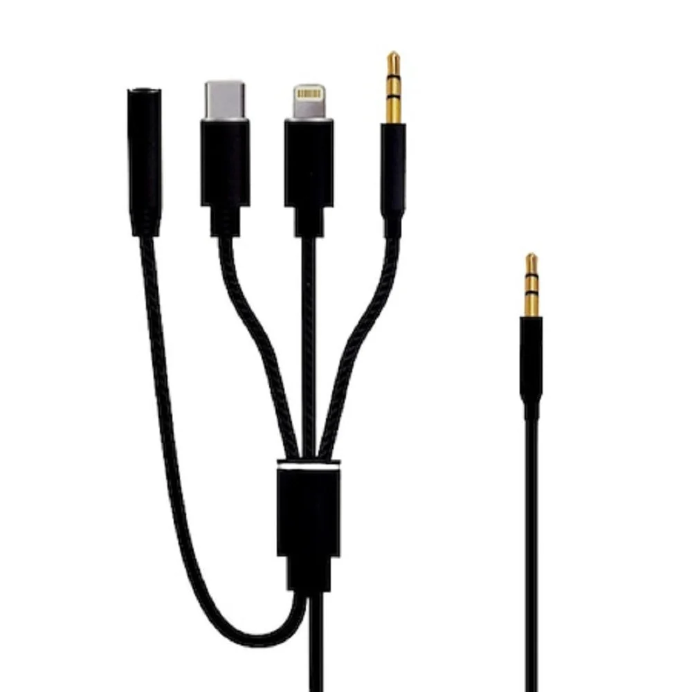 ADATTATORE 6IN1 DA CAVO JACK 3,5MM A LIGHTNING TYPE-C JACK 3,5MM M F 1MT Q-SX12