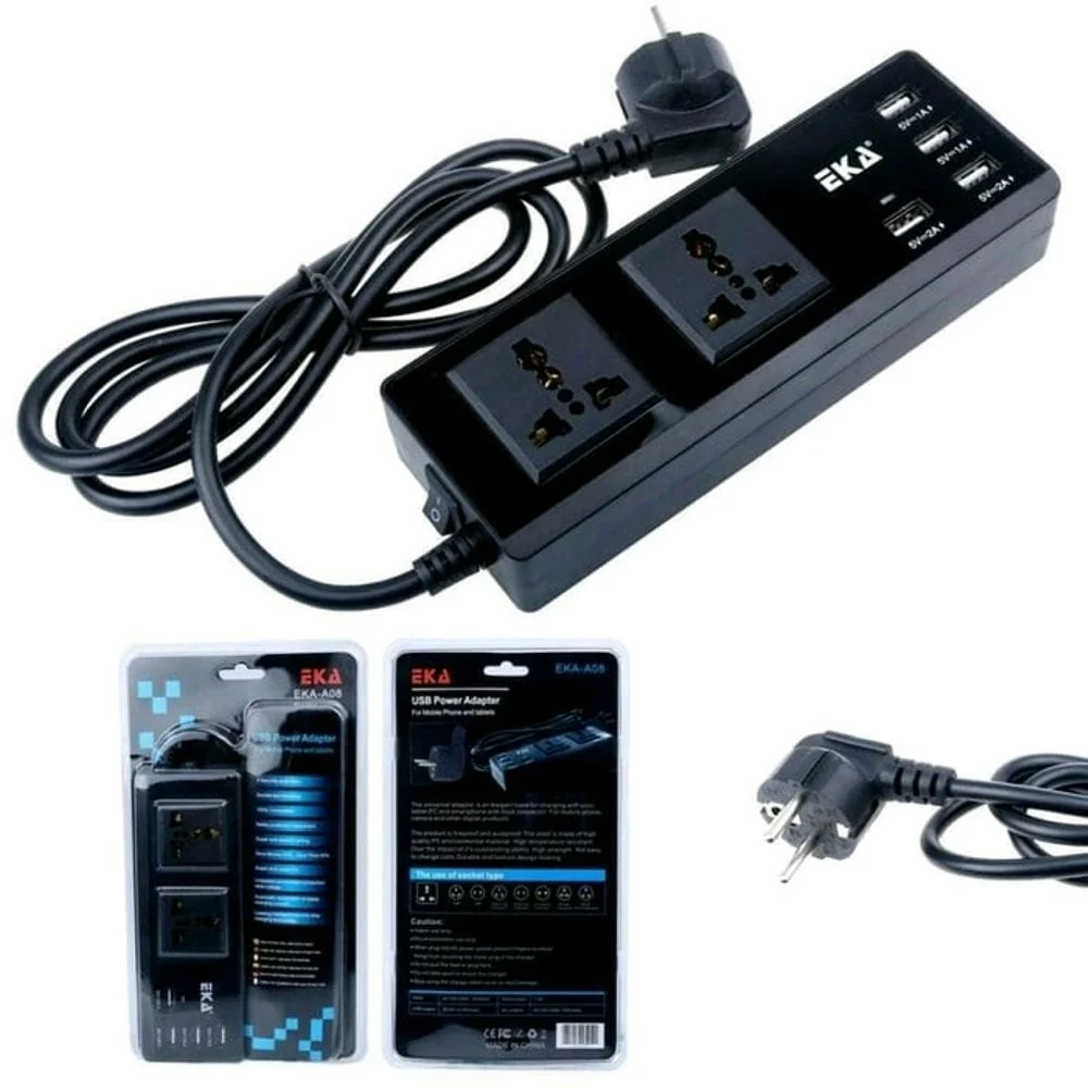 ADATTATORE UNIVERSALE USB PER SMARTPHONE TABLET CON 4 PORTE USB 2 PRESE CORRENTE - TrAdE Shop Traesio