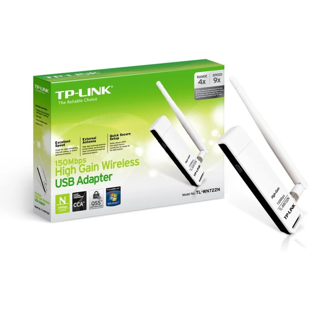 Adattatore USB Wireless N 150Mbps, Antenna Esterna 4 dBi ad alto guadagno WPS - TrAdE Shop Traesio