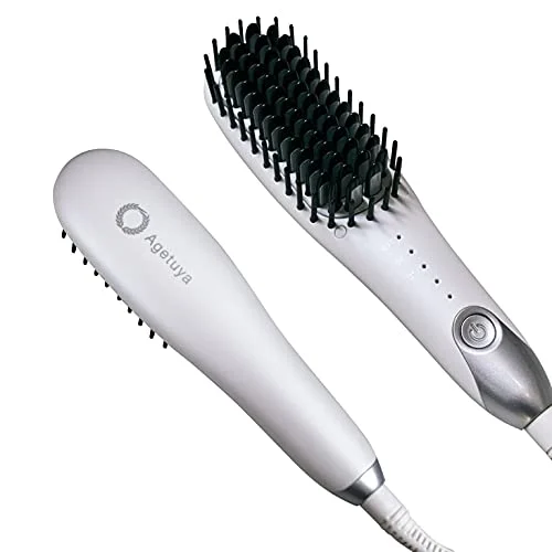Agetuya Portable Mini Brush Iron QS-17108-W International comb iron hair iron (White)