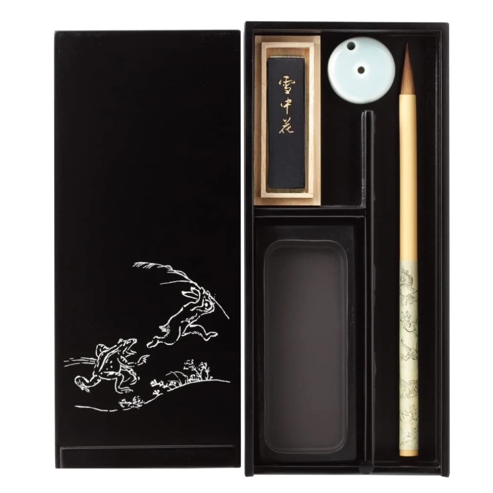 Akashiya Adult Calligraphy Set Echizen Lacquer Black Chojugiga Small