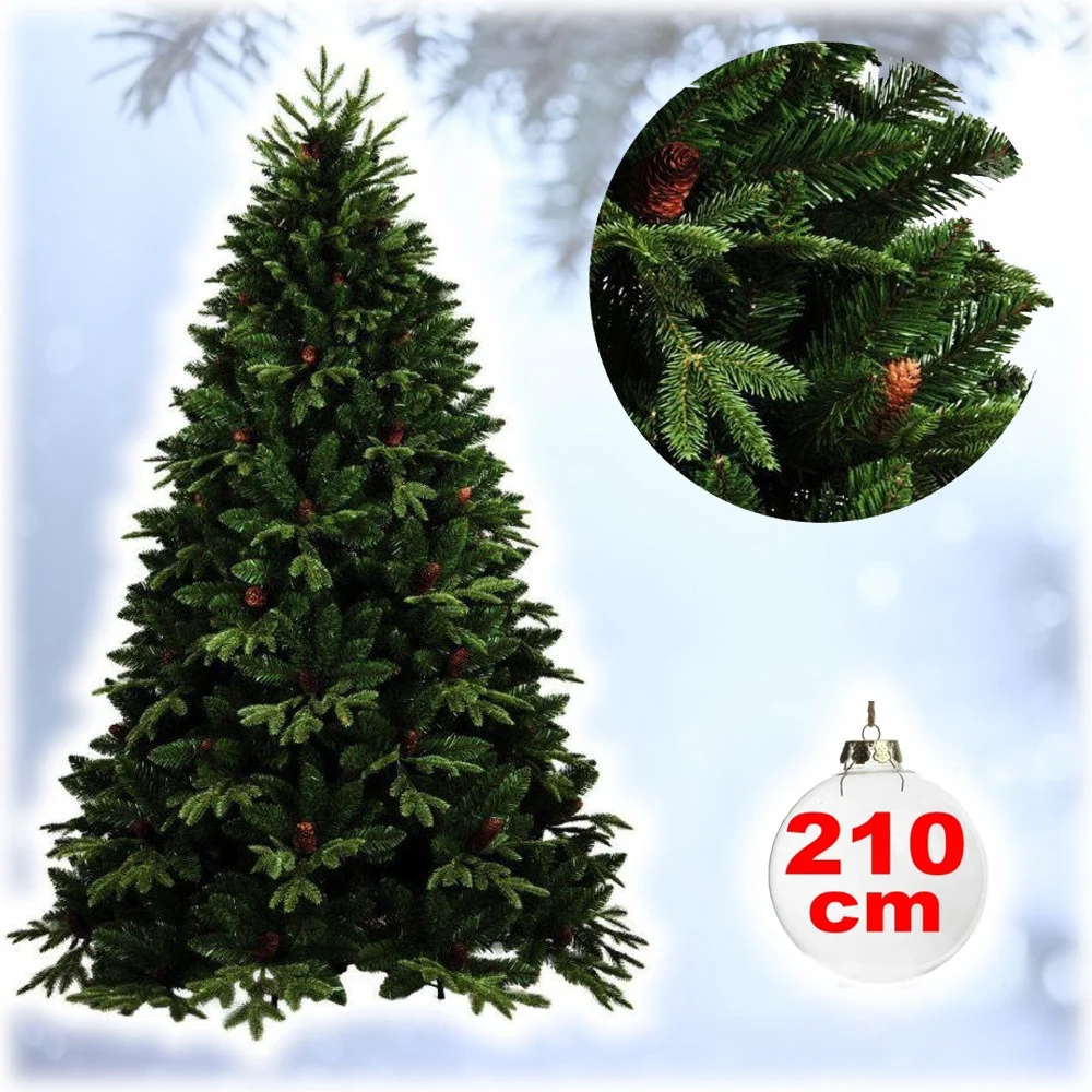 ALBERO DI NATALE FOLTO ARTIFICIALE 210CM VERDE CON PIGNE 900 RAMI BASE A CROCE - TrAdE Shop Traesio