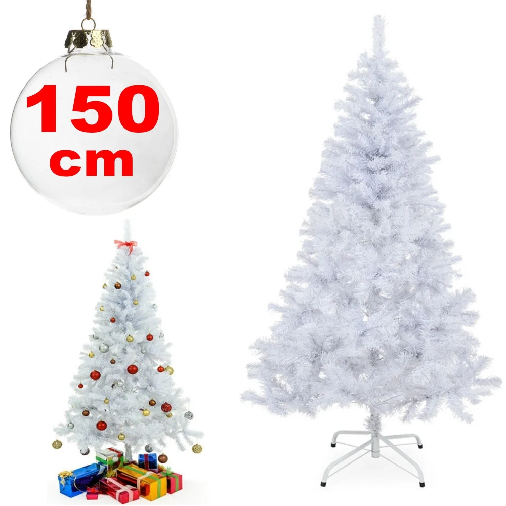 ALBERO DI NATALE SINTETICO 150CM BIANCO NEVE DECORAZIONE PER CASA SCUOLA UFFICIO - TrAdE Shop Traesio