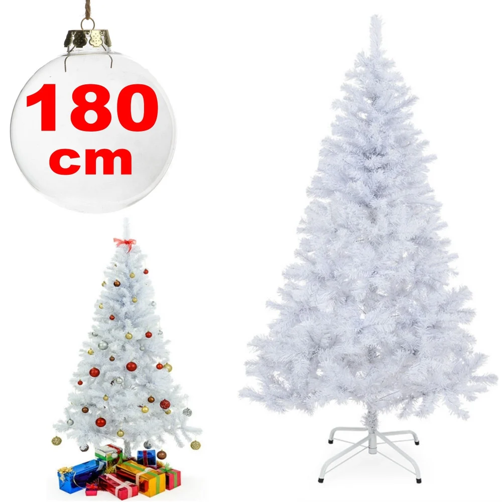 ALBERO DI NATALE SINTETICO 180CM BIANCO NEVE DECORAZIONE PER CASA SCUOLA UFFICIO - TrAdE Shop Traesio