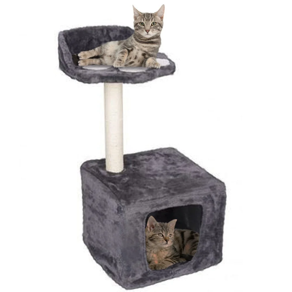 ALBERO PALO TIRAGRAFFI GATTI CON CUCCIA E PIATTAFORMA 68X30CM PELUCHE E SISAL - TrAdE Shop Traesio