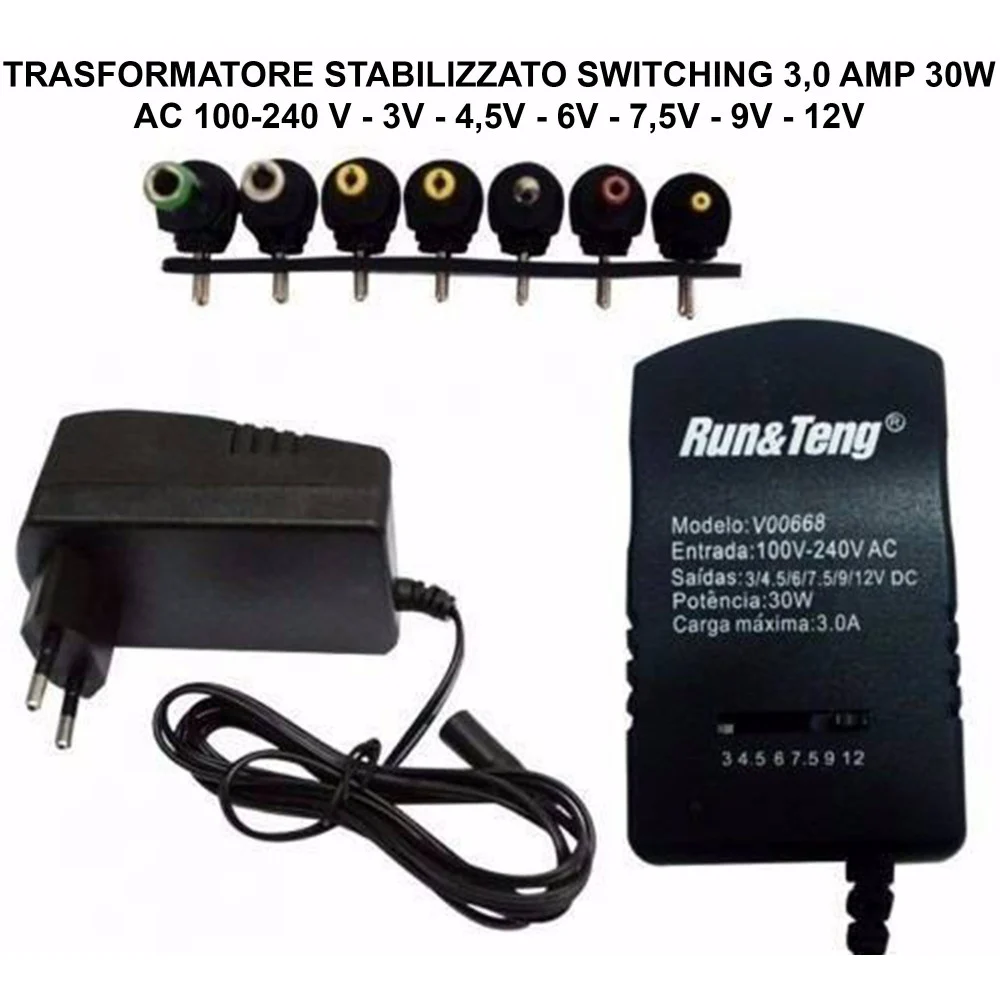 ALIMENTATORE 3A 30W TRASFORMATORE STABILIZZATO SWITCHING REGOLABILE UNIVERSALE - TrAdE Shop Traesio