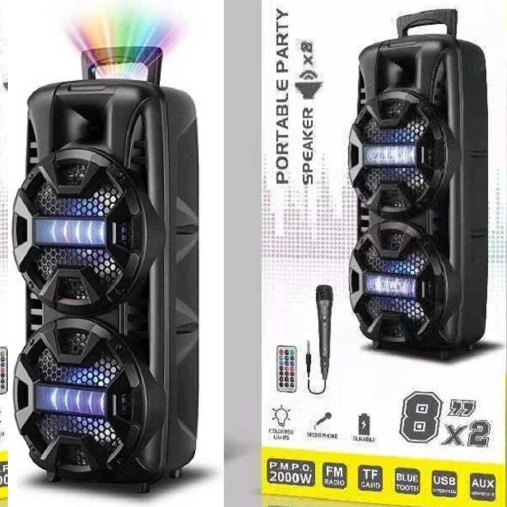 ALTOPARLANTE BT5.0 PORTATILE SISTEMA KARAOKE MICROFONO CABLATO PARTY 2000W Q-T53