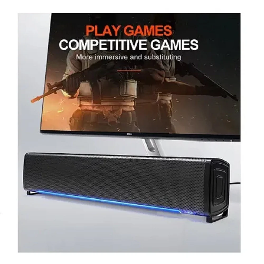 ALTOPARLANTI Q-T125 SPEAKER SOUNDBAR PER PC POTENZIAMENTO BASSI E LED ALLA BASE
