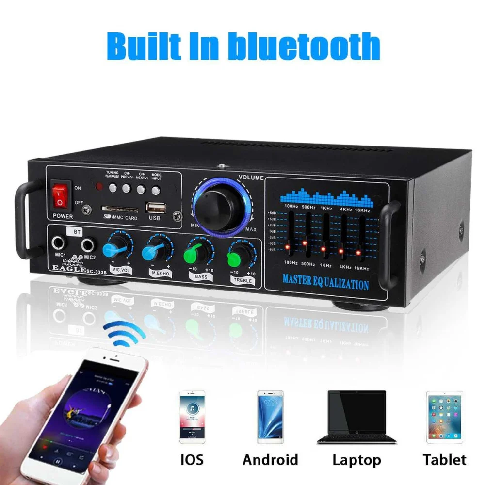 AMPLIFICATORE AUDIO 2X70W FUNZIONE KARAOKE FM/BLUETOOTHMP3/USB/BLUETOOTH Q-GF289