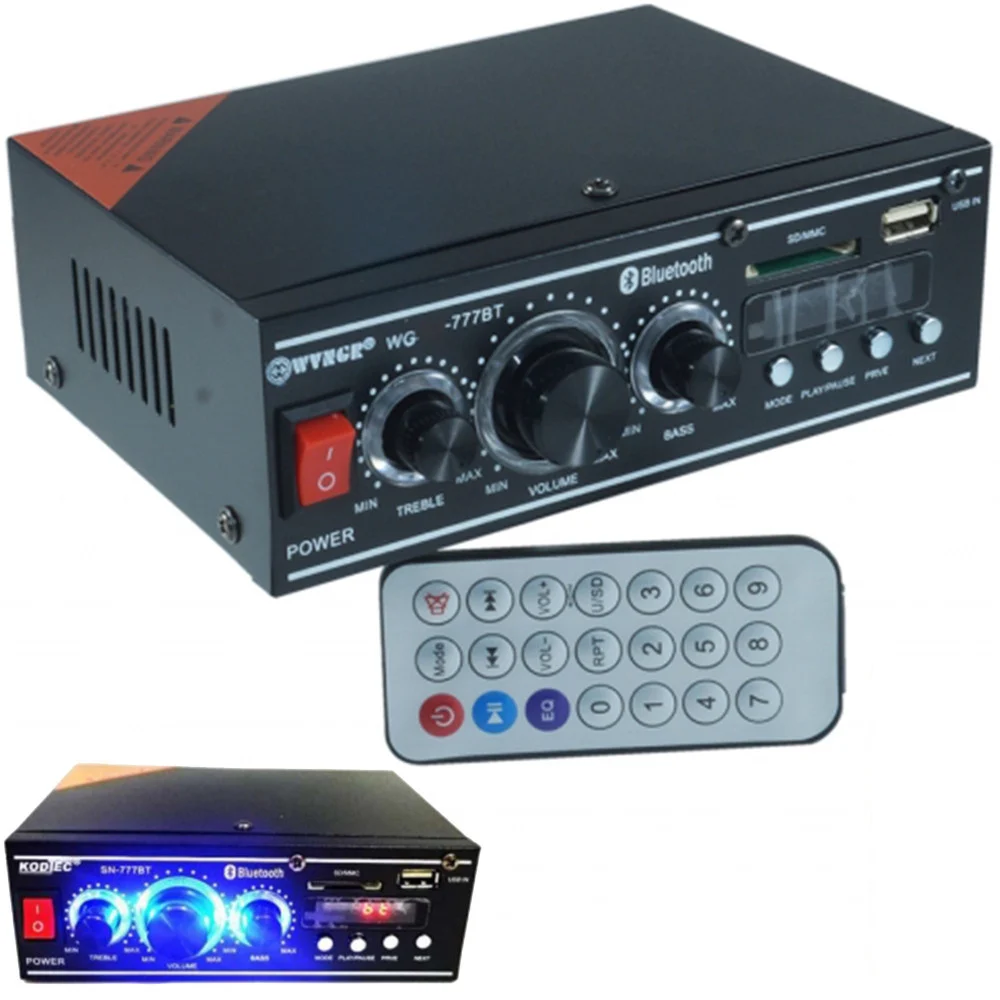 AMPLIFICATORE AUDIO STEREO KARAOKE 777BT MP3 USB SD CARD AUX 120W X 2 INGRESSI - TrAdE Shop Traesio